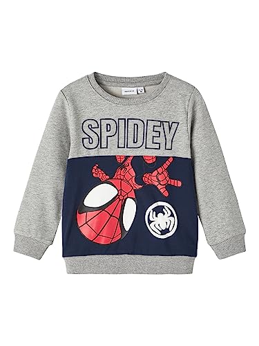 NAME IT Bluza chłopięca Nmmjubi Spidey Sweat Unb Mar, szary melanż, 104
