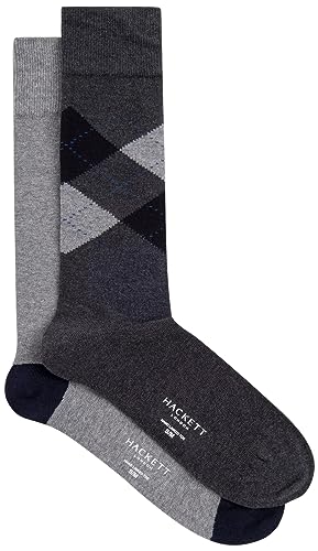 Hackett London Męskie skarpety ARGYLE 2P, szare (popielaty szary), S, Szary (szary)