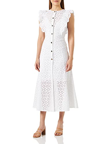 Pinko Damska urocza bawełniana sukienka haftowana na co dzień, Z04_White Brill, UK XL, Z04_biały Brill.