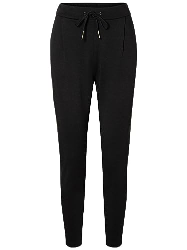 VERO MODA Spodnie damskie z małym ściągaczem w połowie, Schwarz, S x 28L