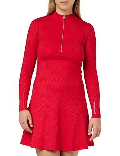 Calvin Klein Damska sukienka o linii A z zamkiem błyskawicznym o kroju i rozkloszowana, Candy Apple, S, Candy Apple, S