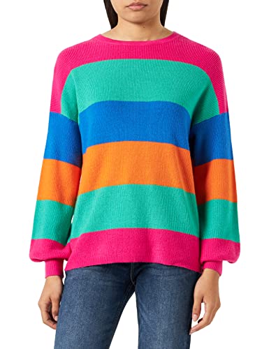 ONLY Damski sweter Onlatia L/S Stripe KNT Noos sweter z dzianiny, fuksja purpurowy/paski: zielony bee/Victoria Blue/persymmon pomarańczowy, XXS