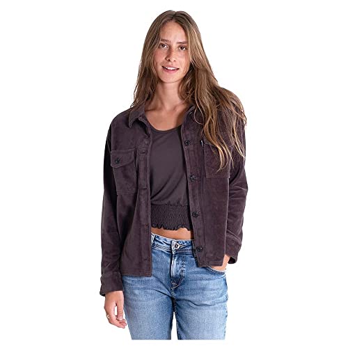 Hurley Damska koszula w kształcie sztruksu guzik z przodu koszula Czarny (Vintage Black) XS