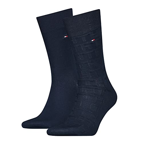 Tommy Hilfiger Men's TH Men 2P FIL D ECOSSE monogram CLSSC Sock, granatowy, 43/46, grantowy, 43-46 EU