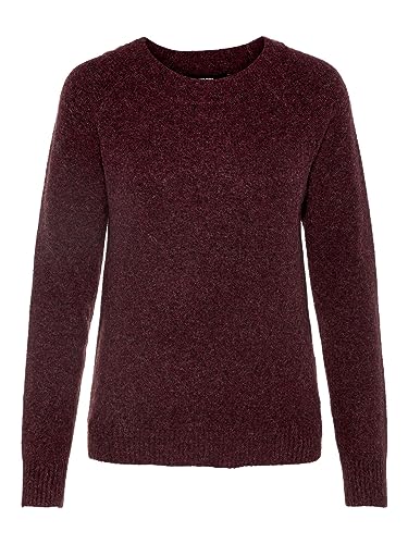 Vero Moda Damska bluzka z okrągłym dekoltem Vmdoffy Ls, Czerwony (detal wina – Melange), L