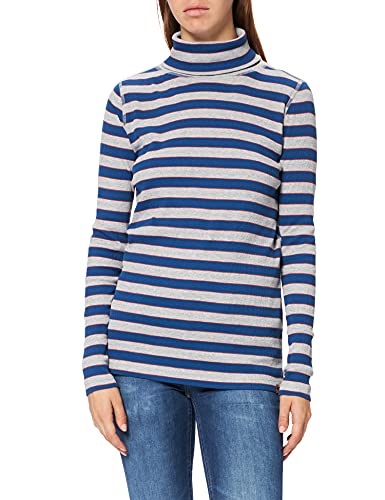 camel active Damska koszulka z długim rękawem z golfem z bawełny organicznej, jasnoszary melanżowy, XS