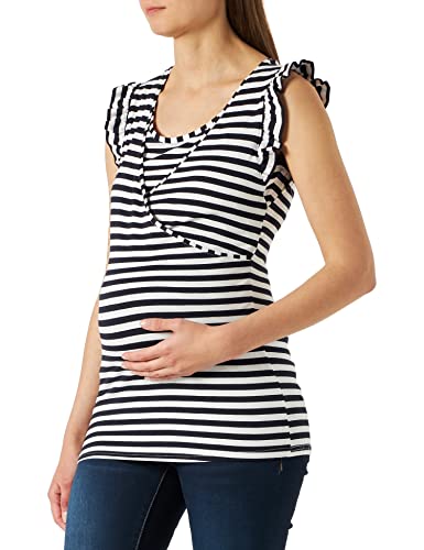 Noppies Damska koszulka do pielęgniarstwa z krótkim rękawem w paski Maud T-shirt, Niebieski grafit - P334, 36 PL