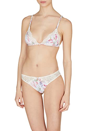 Emporio Armani Damski trójkątny biustonosz, Jogurt kwiatowy nadruk, XL