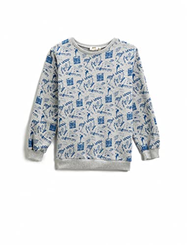 Koton Bluza chłopięca z nadrukiem Crew Neck, Grey Design (9d1), 4-5 lat