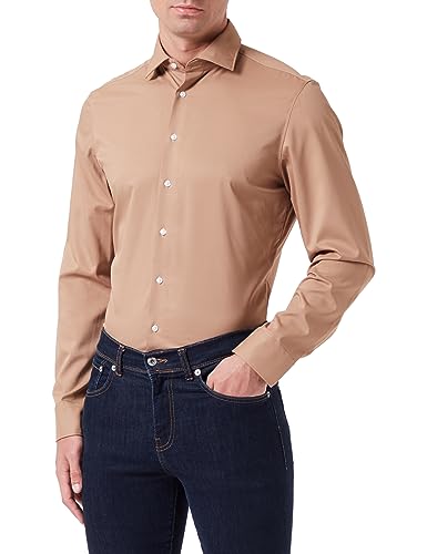 Seidensticker Męska koszula biznesowa - Slim Fit - łatwa do prasowania - kołnierz Kent - długi rękaw - Stretch, beżowy, 38