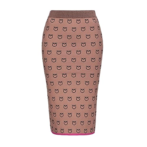 Pinko Ioto Spódnica Tube Logo Ptaki Kobiety, Cz3_wielbłąd/czarny, XS