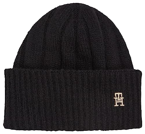 Tommy Hilfiger TH Ponadczasowa czapka beanie czarna, Czarny, Rozmiar uniwersalny