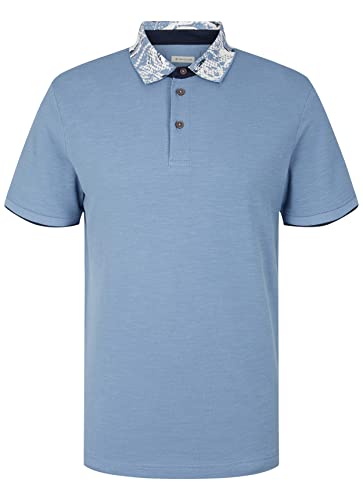 TOM TAILOR Męska koszulka polo 1035632, szara, niebieska (Mid Blue), L, 12364 - Greyish Mid Blue, L