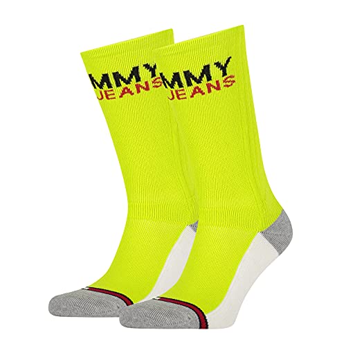 Tommy Hilfiger Tommy Jeans Vintage Cut Socks Kolano Mixed, limonka, 43 EU