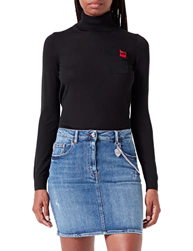 Love Moschino Damski turtleneck with Patch Pocket Top, czarny, 38