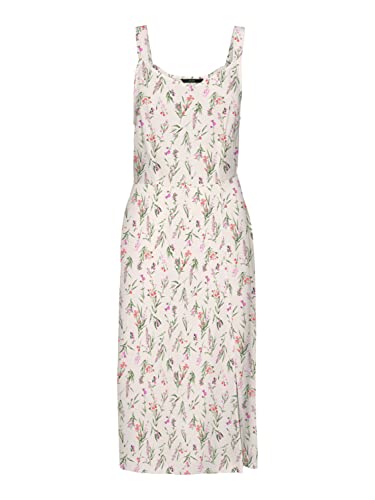 VERO MODA Damska sukienka VMEASY Strap Calf Dress R1 WVN GA Kleid, Birch/AOP:Mila, M, Birch/Aop: mila, M