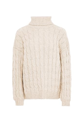 Aleva Damski sweter z golfem ze skręconej dzianiny akrylowej Wełna BIAŁA rozmiar M/L, biały (wollweiss), M
