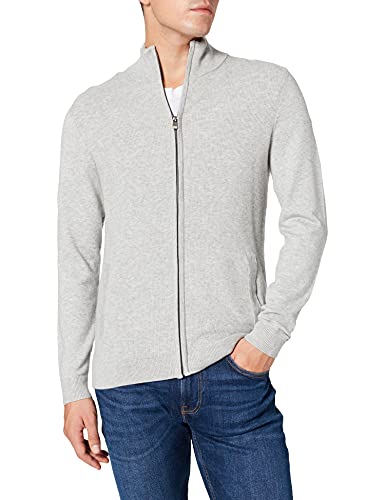 TOM TAILOR Męskie Kardigan z Tencel, Lyocell 1028159, 14427 - Light Soft Grey Melange, XL