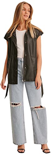 NA-KD Damska kamizelka z paskiem, czarna, EU 34, czarny, 34