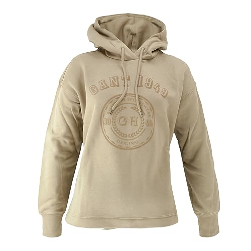 GANT Damska bluza z kapturem Rel Tonal Graphic, Cold Beige, L