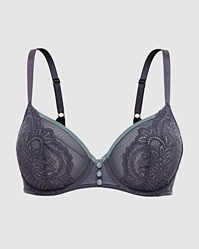 Sans Complexe Klasyczny biustonosz damski z fiszbinami, Bleu Nuit & Bleu Gris, 100E