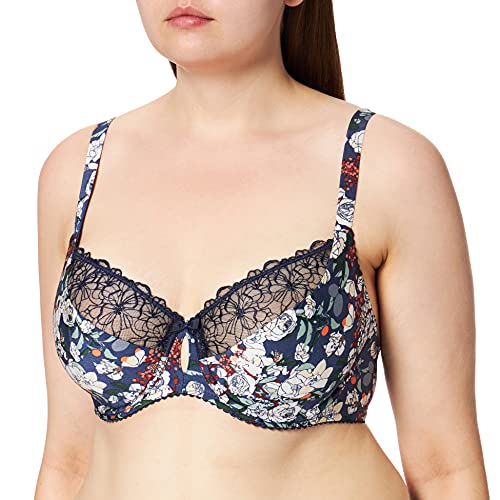 Sans Complexe Damski klasyczny biustonosz z fiszbinami, Niebieski nadruk kwiatowy, 80C