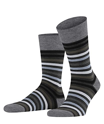 FALKE Mężczyźni Skarpety Tinted Stripe M SO Wełna Merynosa z wzorem 1 Para, Szary (Asphalt Melange 3180), 43-46