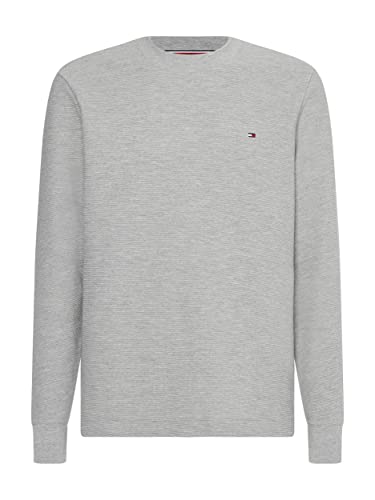 Tommy Hilfiger Męska koszulka z długim rękawem New Structure L/S, jasnoszary wrzos, XL