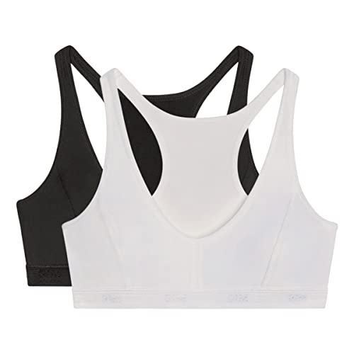 Dim dziewczęcy biustonosz sportowy Micro biustonosz x2, Czarny/Biały, 10 lat