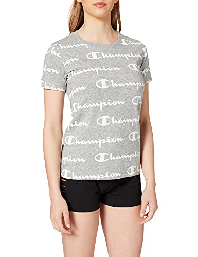Champion Damska koszulka z logo Seasonal Ac na całej powierzchni, jasnoszary, XS