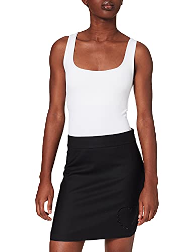 Love Moschino Rurka Skirt Stretch Fabric. Spersonalizowane dopasowanie Hue Rhinestone serce z błyszczącym nadrukiem z przodu. Spódnica damska, czarny, 38