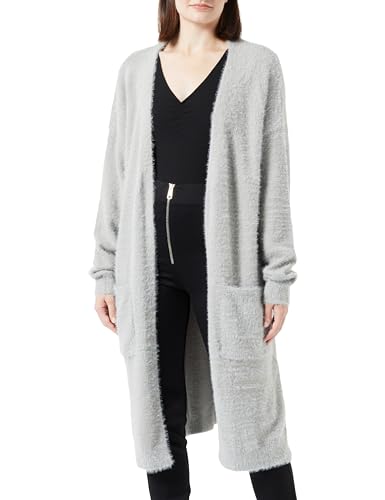 LEOMIA Damski kardigan z dzianiny 10424752-LE02, szary, XL/XXL, szary, XL-XXL