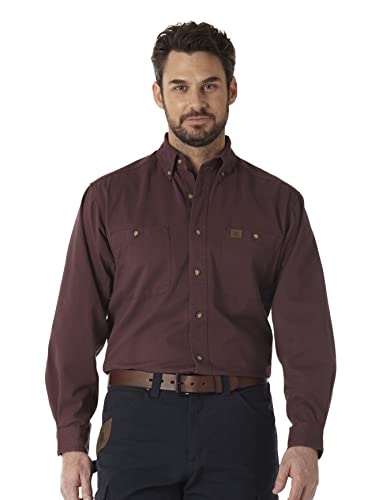 Wrangler Riggs Workwear Męska koszula robocza z długim rękawem Logger Twill, Burgund, XL