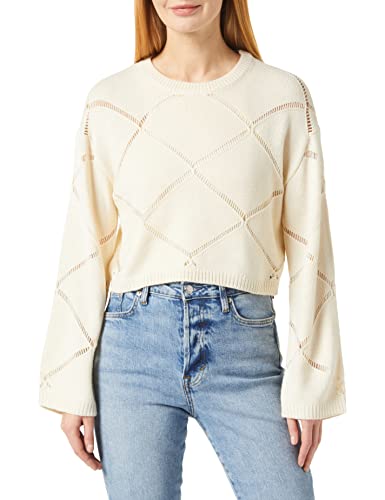 Bestseller A/S Damski sweter Nmjune L/S O-Neck Knit Noos, Pearled Ivory, L