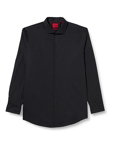 HUGO Męska koszula Kason Slim-Fit z lekkiej bawełny twill, czarny (Black1), 45