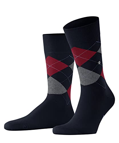 Burlington Mężczyźni Skarpety King M SO Trwała Organiczna Bawełna z wzorem 1 Para, Niebieski (Marine 6120), 46-50