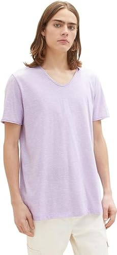 TOM TAILOR Denim T-shirt męski, 31352 - Lilac White Fine Yd Stripe, XXL