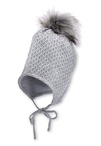 Sterntaler Dziewczęca czapka z pomponem Strass-Herz czapka, srebrny melanż, 51