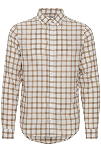 CASUAL FRIDAY Męska koszula CFAnton 0053 LS BD Check Linen Mix Shirt koszula męska, 114201_ecru, L, 114201 ecru, L