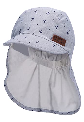 Sterntaler Unisex dziecięca czapka z daszkiem ochrona karku kotwica czapka dziecięca, przydymiona, normalna, Przydymiony szary, 53