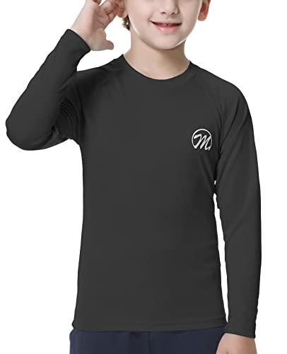 MEETWEE Chłopiec Dziewczyna Z Długim Rękawem Wysypka Kamizelka Straży Dzieci Pływanie Top UV Ochrona Słońca dla Surf Beach, Czarny, 6 lat