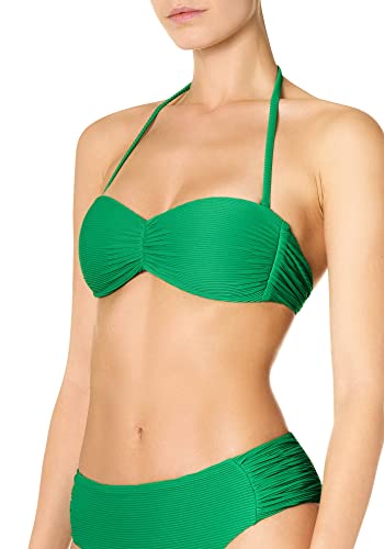 goldenpoint Bikini damski kostium kąpielowy, biustonosz bandeau, prążkowany, jednokolorowy, zielony, 85B
