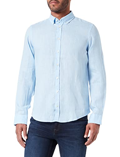 CASUAL FRIDAY Męska koszula Anton BD LS Linen, 154030/Chambray Blue, S, 154030 / Chambray Blue, S