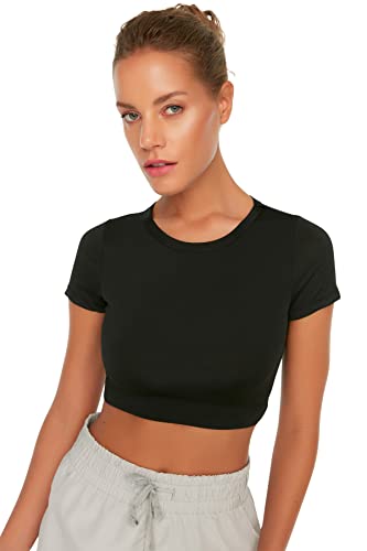 Trendyol Damska bluza sportowa Black Crop Sports, L