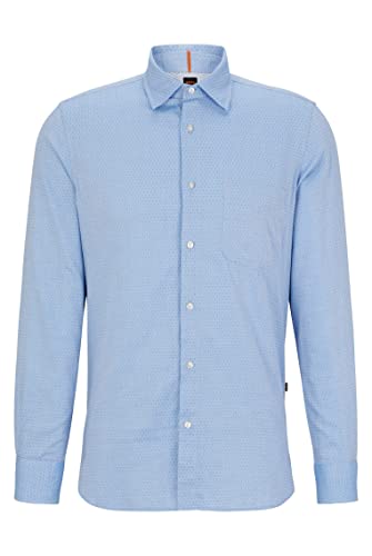 BOSS Męska koszula Remiton Regular -Fit z bawełny strukturalnej, Open Blue465, L