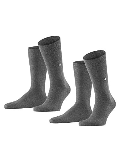 Burlington Mężczyźni Skarpety Everyday 2-Pack M SO Bawełna jednokolorowe 2 Pak, Szary (Anthracite Melange 3081), 40-46