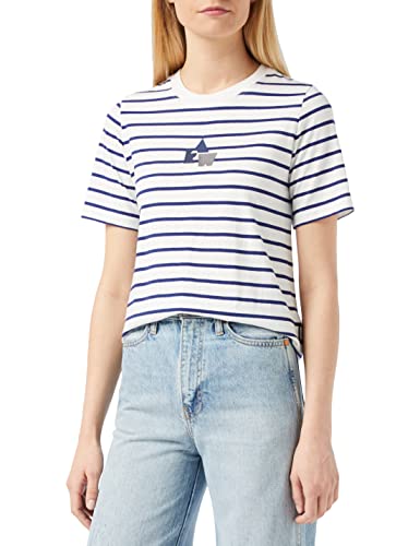 G-STAR RAW, Damska bluzka w paski, mała grafika, Wielokolorowy (mlek/długopis niebieski D21208-c339-3196), XS