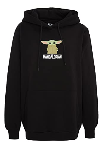 Star Wars The Mandalorian Baby Yoda czarna damska bluza z kapturem firmy Recovered, Multicolour, L