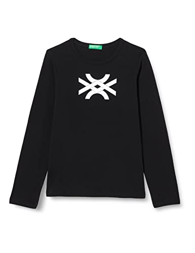 United Colors of Benetton Koszulka dziewczęca z krótkim rękawem, Nero 100, L (Krótki)