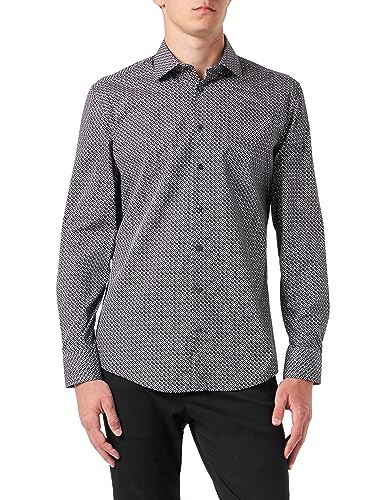 Seidensticker Męska koszula slim fit z długim rękawem, czarny, 43